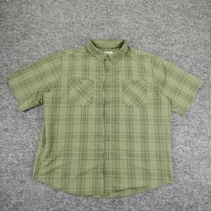 Orvis Tech Shirt Mens 2XL Green Plaid Outdoor‎ Hiking Performance Quick Dry